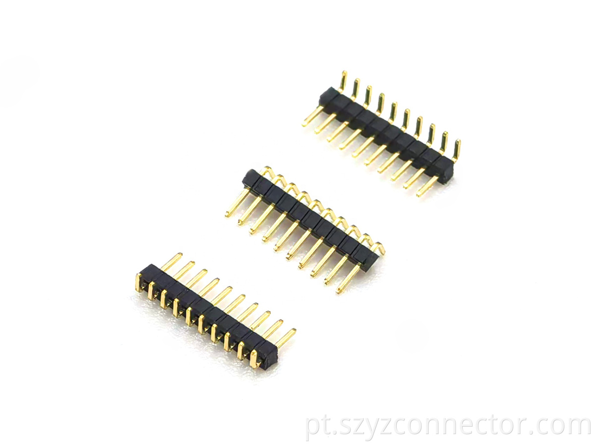 Ângulo direito h da única fileira do conector do encabeçamento do pino do passo de 1.0mm: 1.0mm 1*10p 1.0mm Pitch Pin Header Connector Single Row Right Angle H:1.0mm 1*10P